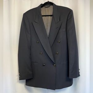Pierre Cardin Double-Breasted Dark Gray Blazer with Gold Buttons